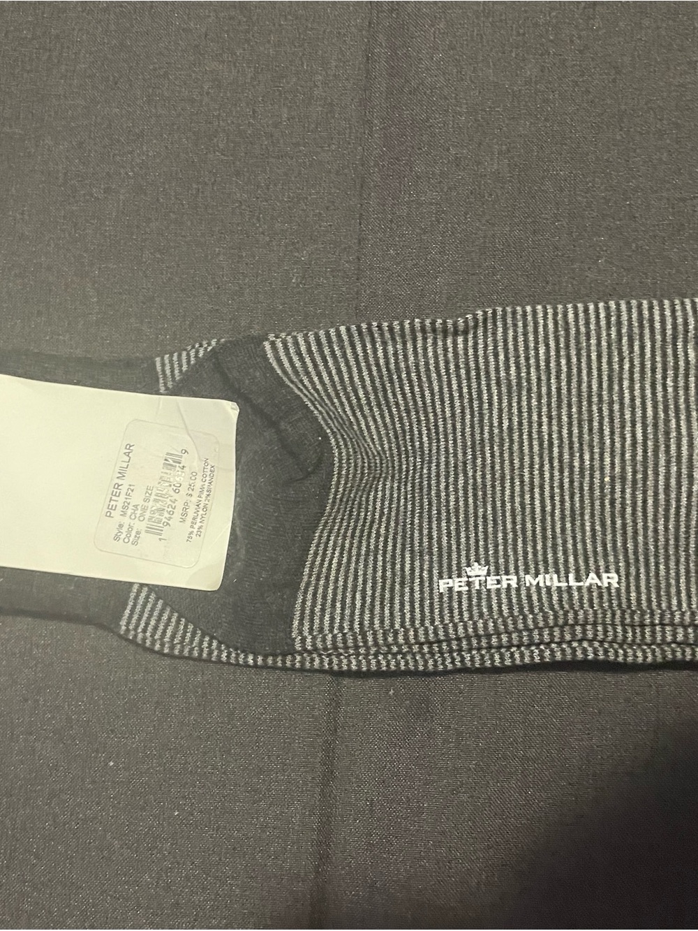 Peter Millar Black and Gray Thin-Stripe Dress Socks